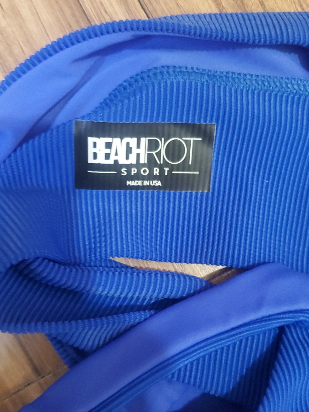 Beach Riot Blue Ribbed Stretch Sports Bra - Picture 3 of 4